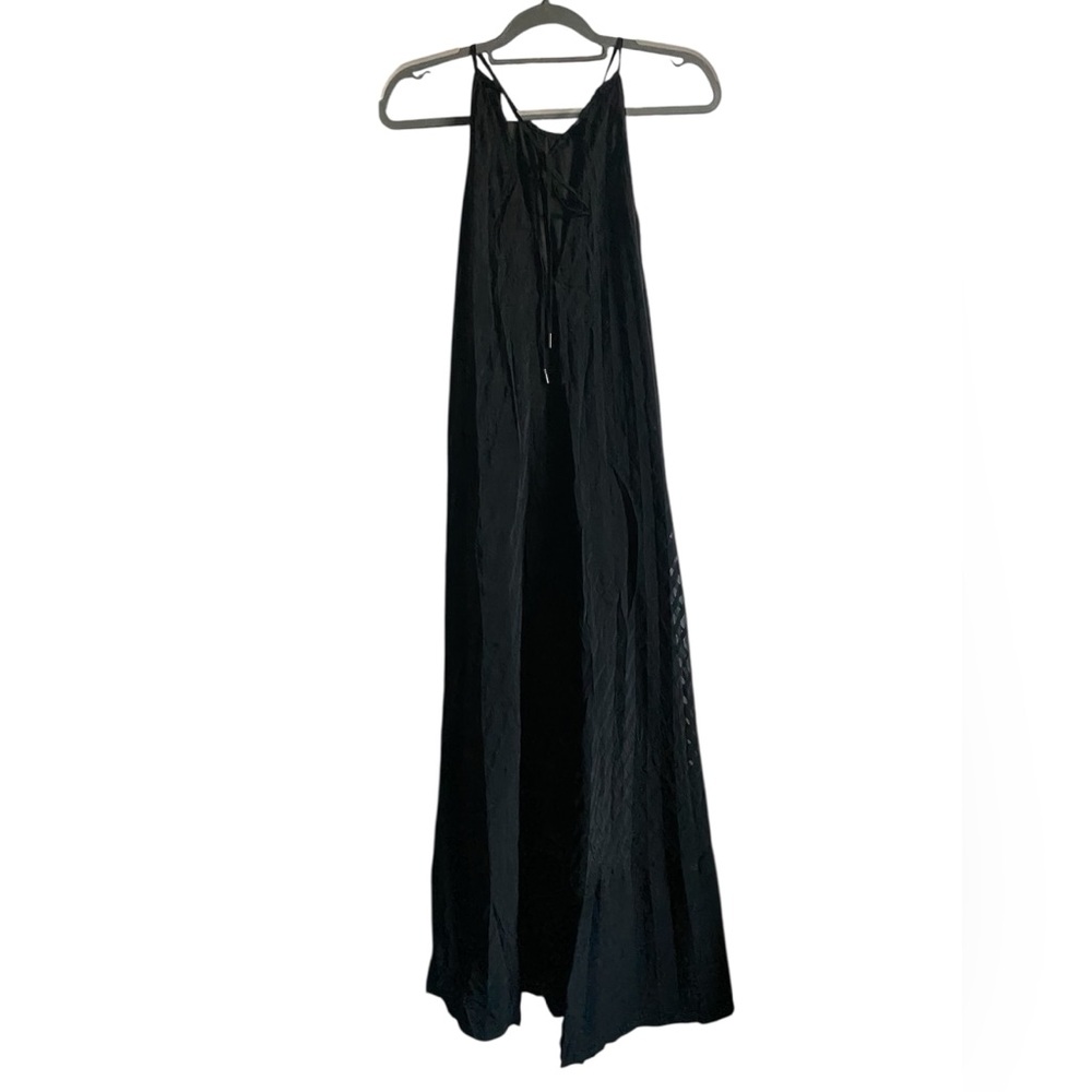 CLUB MONACO Burnout Pleated Maxi Dress Black  Size 8 - Picture 5 of 13